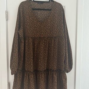 Floral Fall Long Sleeve Dress Plus Size 2X